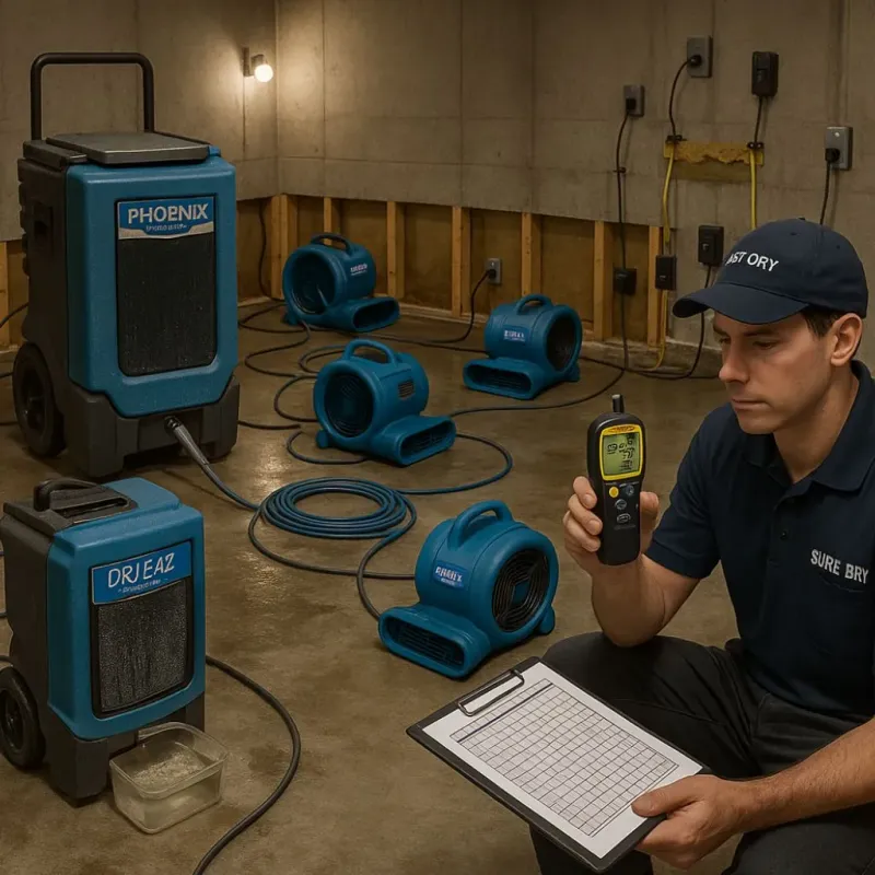 Structural Drying and Dehumidification process in Highspire, PA
